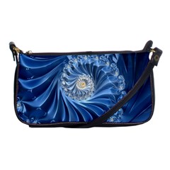 Blue Fractal Abstract Spiral Shoulder Clutch Bags by Nexatart