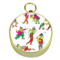 Golfers Athletes Gold Compasses by Nexatart