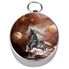 Steampunk, Awesome Steampunk Horse With Clocks And Gears In Silver Silver Compasses by FantasyWorld7