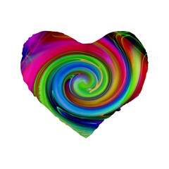 Rainbow Twist Standard 16  Premium Flano Heart Shape Cushions by norastpatrick