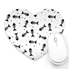 Fish Bones Pattern Heart Mousepads by Valentinaart