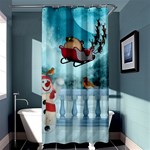 Christmas Design, Santa Claus With Reindeer In The Sky Shower Curtain 36  x 72  (Stall)  Curtain(36 X72 ) - 33.26 x66.24  Curtain(36 X72 )