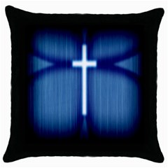 Blue Cross Christian Throw Pillow Case (black) by Mariart