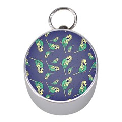 Canaries Budgie Pattern Bird Animals Cute Mini Silver Compasses by Mariart