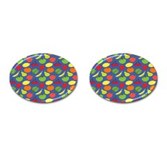 Fruit Melon Cherry Apple Strawberry Banana Apple Cufflinks (oval) by Mariart