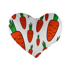 Fruit Vegetable Carrots Standard 16  Premium Heart Shape Cushions by Mariart