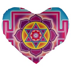 Kali Yantra Inverted Rainbow Large 19  Premium Flano Heart Shape Cushions by Mariart