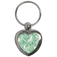 Jungle Fever Green Leaves Key Chains (heart)  by Mariart