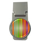 Rainbow Stripes Vertical Colorful Bright Money Clips (Round)  Front