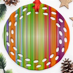 Rainbow Stripes Vertical Colorful Bright Ornament (round Filigree) by Mariart