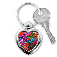 Aloha Hawaiian Flower Floral Sexy Summer Orange Key Chains (heart)  by Mariart