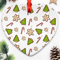 Ginger Cookies Christmas Pattern Heart Ornament (two Sides) by Valentinaart