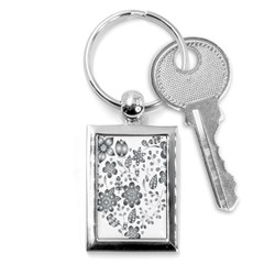 Grayscale Floral Heart Background Key Chains (rectangle)  by Mariart