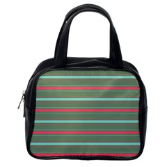 Horizontal Line Red Green Classic Handbags (one Side) by Mariart