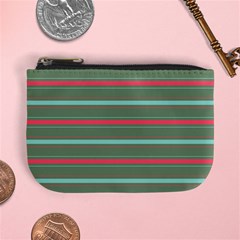 Horizontal Line Red Green Mini Coin Purses by Mariart