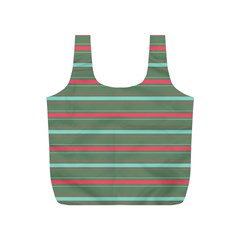 Horizontal Line Red Green Full Print Recycle Bags (s)  by Mariart