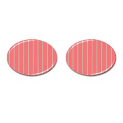 Line Red Grey Vertical Cufflinks (oval) by Mariart