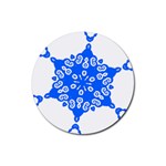 Snowflake Art Blue Cool Polka Dots Rubber Coaster (Round)  Front