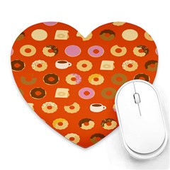 Coffee Donut Cakes Heart Mousepads by Mariart