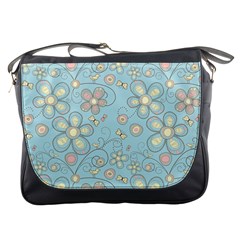 Flower Blue Butterfly Bird Yellow Floral Sexy Messenger Bags by Mariart