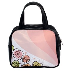 Flower Sunflower Wave Waves Pink Classic Handbags (2 Sides) by Mariart