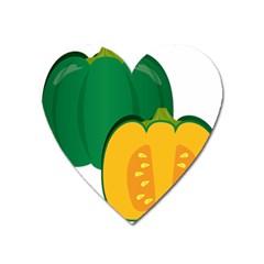 Pumpkin Peppers Green Yellow Heart Magnet by Mariart