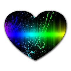 Space Galaxy Green Blue Black Spot Light Neon Rainbow Heart Mousepads by Mariart