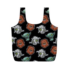 Pattern Halloween Werewolf Mummy Vampire Icreate Full Print Recycle Bags (m)  by iCreate