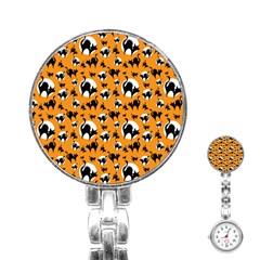 Pattern Halloween Black Cat Hissing Stainless Steel Nurses Watch by iCreate