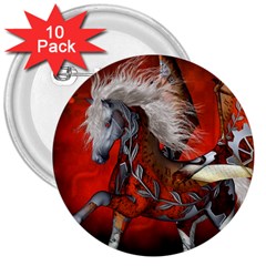 Awesome Steampunk Horse With Wings 3  Buttons (10 Pack)  by FantasyWorld7