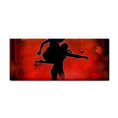 Dancing Couple On Red Background With Flowers And Hearts Cosmetic Storage Cases by FantasyWorld7