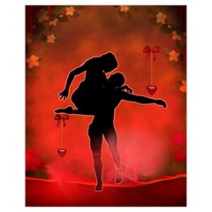 Dancing Couple On Red Background With Flowers And Hearts Drawstring Bag (small) by FantasyWorld7