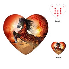 Awesome Creepy Running Horse With Skulls Playing Cards (heart)  by FantasyWorld7