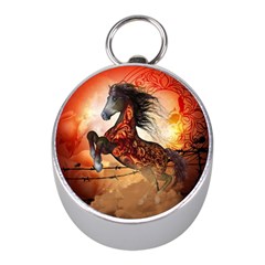 Awesome Creepy Running Horse With Skulls Mini Silver Compasses by FantasyWorld7