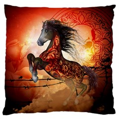 Awesome Creepy Running Horse With Skulls Standard Flano Cushion Case (one Side) by FantasyWorld7