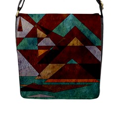 Turquoise And Bronze Triangle Design With Copper Flap Messenger Bag (l)  by digitaldivadesigns