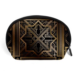 Gold Metallic And Black Art Deco Accessory Pouches (large)  by NouveauDesign
