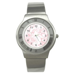 Vintage Pink Floral Stainless Steel Watch by NouveauDesign