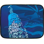 Peacock Bird Blue Animals Fleece Blanket (Mini) 35 x27  Blanket