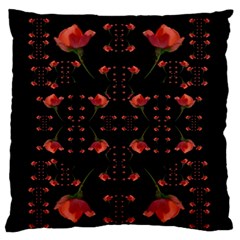 Roses From The Fantasy Garden Large Flano Cushion Case (one Side) by pepitasart