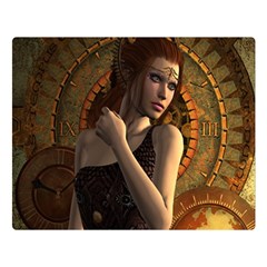 Wonderful Steampunk Women With Clocks And Gears Double Sided Flano Blanket (large)  by FantasyWorld7