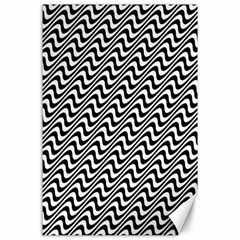 Black And White Waves Illusion Pattern Canvas 24  X 36  by paulaoliveiradesign