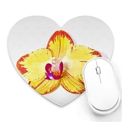 Phalaenopsis Yellow Flower, Floral Oil Painting Art Heart Mousepads by picsaspassion