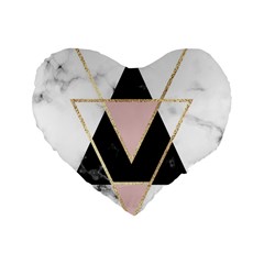 Triangles,gold,black,pink,marbles,collage,modern,trendy,cute,decorative, Standard 16  Premium Heart Shape Cushions by NouveauDesign