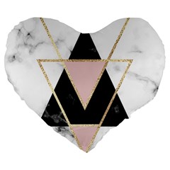 Triangles,gold,black,pink,marbles,collage,modern,trendy,cute,decorative, Large 19  Premium Heart Shape Cushions by NouveauDesign