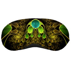 Beautiful Gold And Green Fractal Peacock Feathers Sleeping Masks by jayaprime