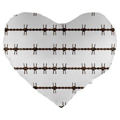 Barbed Wire Brown Large 19  Premium Heart Shape Cushions by Mariart