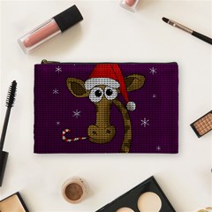 Christmas Giraffe  Cosmetic Bag (medium)  by Valentinaart