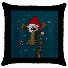 Christmas Giraffe  Throw Pillow Case (black) by Valentinaart