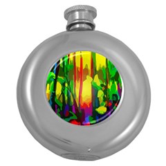 Abstract Vibrant Colour Botany Round Hip Flask (5 Oz) by Celenk